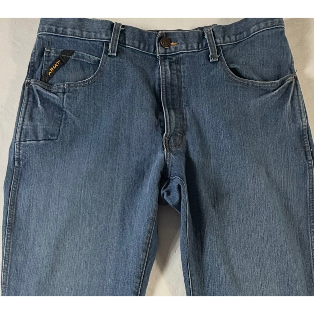 Ariat M4 Rebar Relaxed Boot Cut Jeans Mens 38x32 Blue Denim Workwear Pants